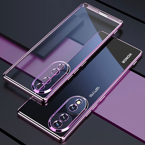 Custodia Silicone Trasparente Ultra Sottile Cover Morbida H01 per Huawei Honor 70 Pro+ Plus 5G Viola