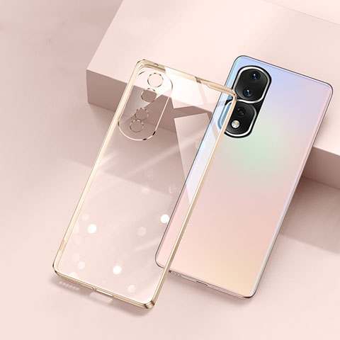 Custodia Silicone Trasparente Ultra Sottile Cover Morbida H01 per Huawei Honor 80 Pro Flat 5G Oro