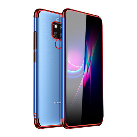 Custodia Silicone Trasparente Ultra Sottile Cover Morbida H01 per Huawei Mate 20 X 5G Rosso