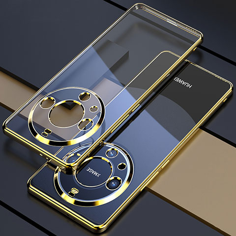 Custodia Silicone Trasparente Ultra Sottile Cover Morbida H01 per Huawei Mate 60 Pro+ Plus Oro