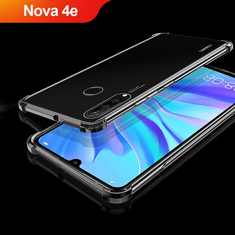 Custodia Silicone Trasparente Ultra Sottile Cover Morbida H01 per Huawei Nova 4e Nero