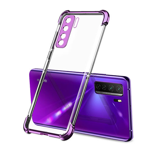 Custodia Silicone Trasparente Ultra Sottile Cover Morbida H01 per Huawei Nova 7 SE 5G Viola