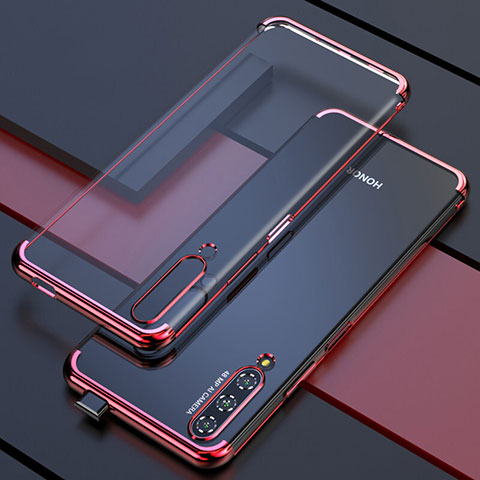 Custodia Silicone Trasparente Ultra Sottile Cover Morbida H01 per Huawei P Smart Pro (2019) Rosso