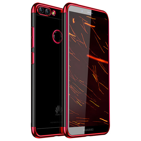 Custodia Silicone Trasparente Ultra Sottile Cover Morbida H01 per Huawei P Smart Rosso