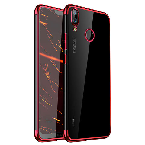 Custodia Silicone Trasparente Ultra Sottile Cover Morbida H01 per Huawei P20 Lite Rosso