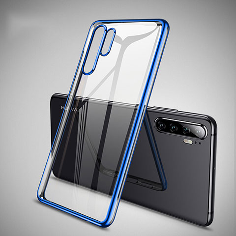 Custodia Silicone Trasparente Ultra Sottile Cover Morbida H01 per Huawei P30 Pro New Edition Blu