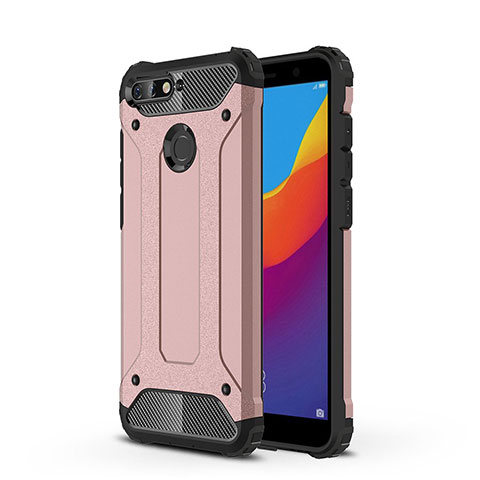 Custodia Silicone Trasparente Ultra Sottile Cover Morbida H01 per Huawei Y6 (2018) Oro Rosa