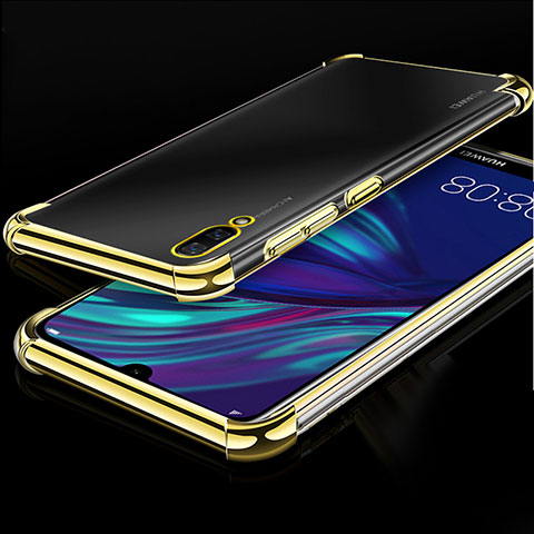 Custodia Silicone Trasparente Ultra Sottile Cover Morbida H01 per Huawei Y7 Prime (2019) Oro