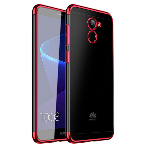 Custodia Silicone Trasparente Ultra Sottile Cover Morbida H01 per Huawei Y7 Prime Rosso