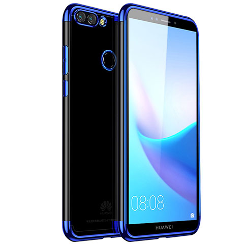 Custodia Silicone Trasparente Ultra Sottile Cover Morbida H01 per Huawei Y9 (2018) Blu