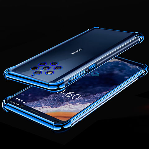 Custodia Silicone Trasparente Ultra Sottile Cover Morbida H01 per Nokia 9 PureView Blu