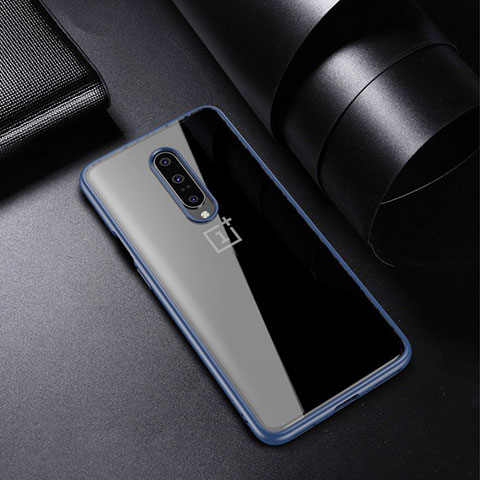 Custodia Silicone Trasparente Ultra Sottile Cover Morbida H01 per OnePlus 7 Pro Blu