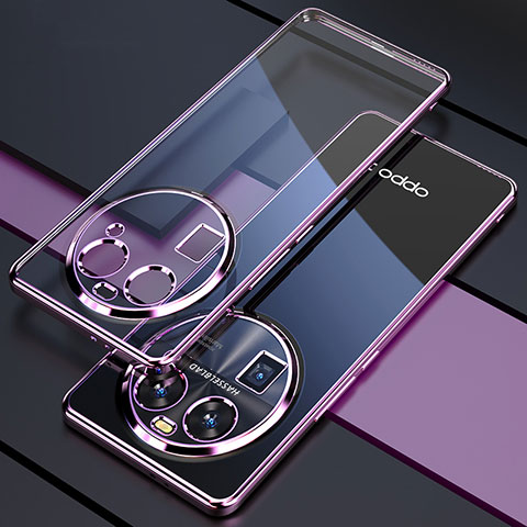 Custodia Silicone Trasparente Ultra Sottile Cover Morbida H01 per Oppo Find X6 5G Viola