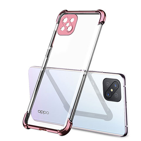 Custodia Silicone Trasparente Ultra Sottile Cover Morbida H01 per Oppo Reno4 Z 5G Oro Rosa