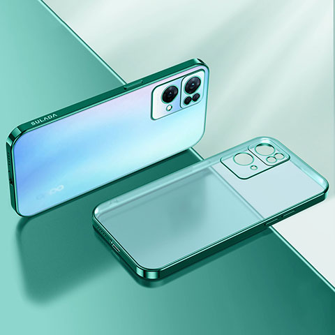 Custodia Silicone Trasparente Ultra Sottile Cover Morbida H01 per Oppo Reno7 Pro 5G Verde