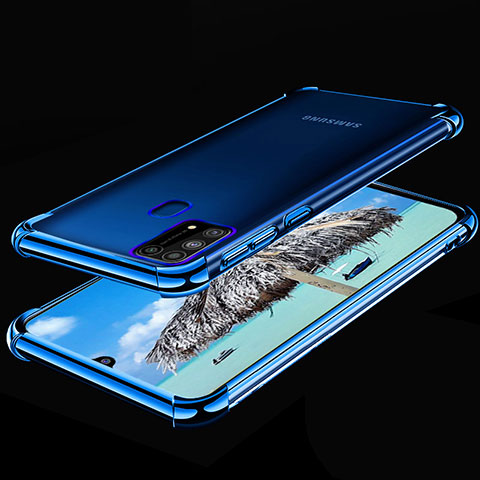 Custodia Silicone Trasparente Ultra Sottile Cover Morbida H01 per Samsung Galaxy M31 Blu