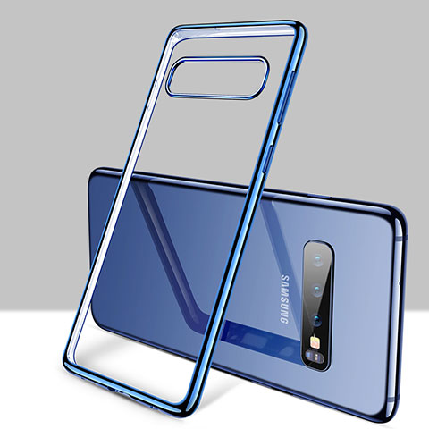 Custodia Silicone Trasparente Ultra Sottile Cover Morbida H01 per Samsung Galaxy S10 5G Blu