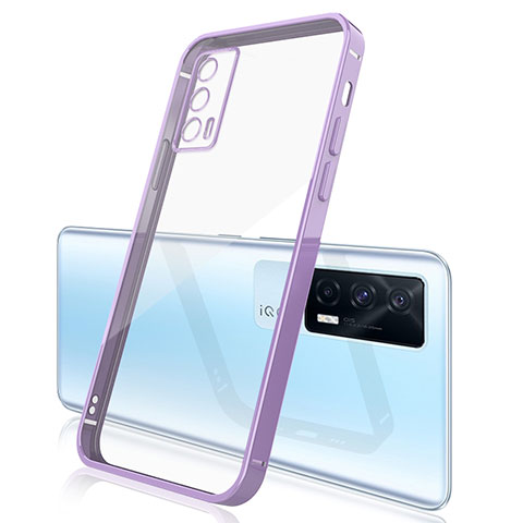 Custodia Silicone Trasparente Ultra Sottile Cover Morbida H01 per Vivo iQOO 7 India 5G Viola