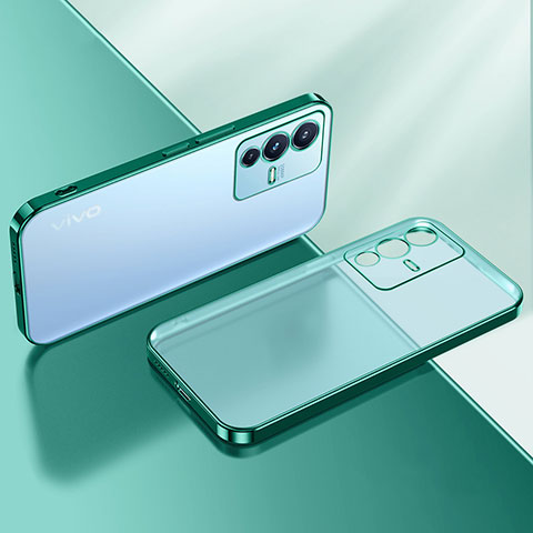 Custodia Silicone Trasparente Ultra Sottile Cover Morbida H01 per Vivo V23 5G Verde