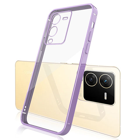 Custodia Silicone Trasparente Ultra Sottile Cover Morbida H01 per Vivo V25 Pro 5G Viola