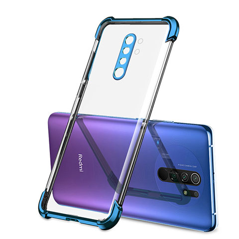 Custodia Silicone Trasparente Ultra Sottile Cover Morbida H01 per Xiaomi Redmi 9 Prime India Blu