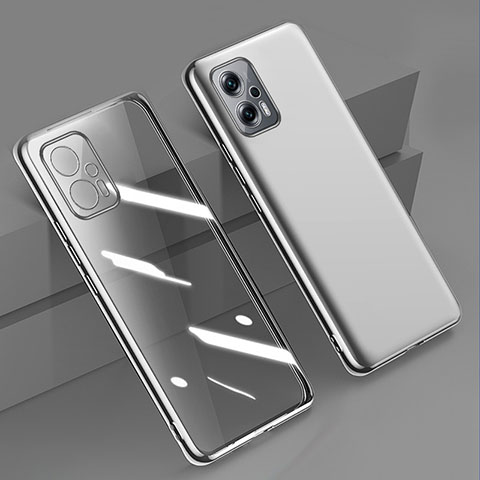 Custodia Silicone Trasparente Ultra Sottile Cover Morbida H01 per Xiaomi Redmi Note 11T Pro 5G Argento