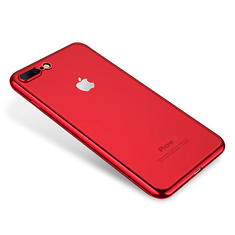 Custodia Silicone Trasparente Ultra Sottile Cover Morbida H02 per Apple iPhone 8 Plus Rosso