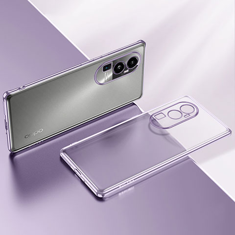 Custodia Silicone Trasparente Ultra Sottile Cover Morbida H02 per Oppo Reno10 Pro+ Plus 5G Lavanda