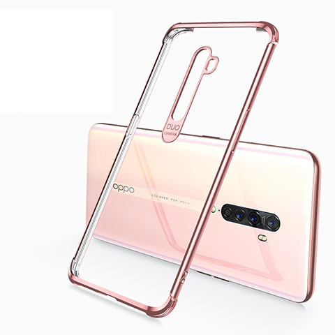 Custodia Silicone Trasparente Ultra Sottile Cover Morbida H02 per Oppo Reno2 Oro Rosa