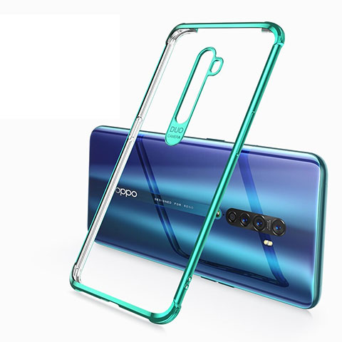 Custodia Silicone Trasparente Ultra Sottile Cover Morbida H02 per Oppo Reno2 Verde