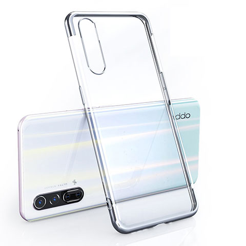 Custodia Silicone Trasparente Ultra Sottile Cover Morbida H02 per Oppo Reno3 Pro Argento