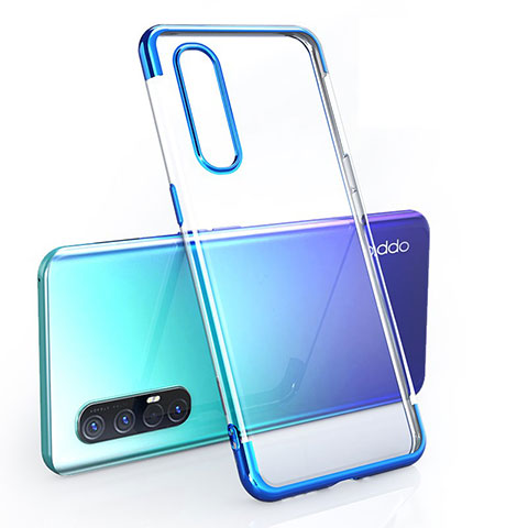 Custodia Silicone Trasparente Ultra Sottile Cover Morbida H02 per Oppo Reno3 Pro Blu