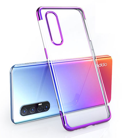 Custodia Silicone Trasparente Ultra Sottile Cover Morbida H02 per Oppo Reno3 Pro Viola