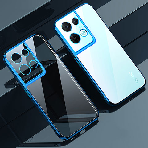 Custodia Silicone Trasparente Ultra Sottile Cover Morbida H02 per Oppo Reno8 Pro+ Plus 5G Blu