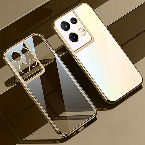 Custodia Silicone Trasparente Ultra Sottile Cover Morbida H02 per Oppo Reno9 Pro 5G Oro