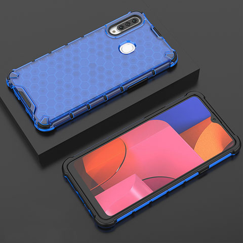 Custodia Silicone Trasparente Ultra Sottile Cover Morbida H02 per Samsung Galaxy A20s Blu