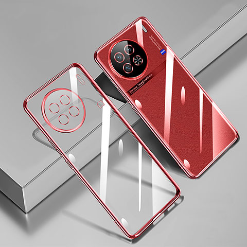 Custodia Silicone Trasparente Ultra Sottile Cover Morbida H02 per Vivo X90 Pro+ Plus 5G Rosso