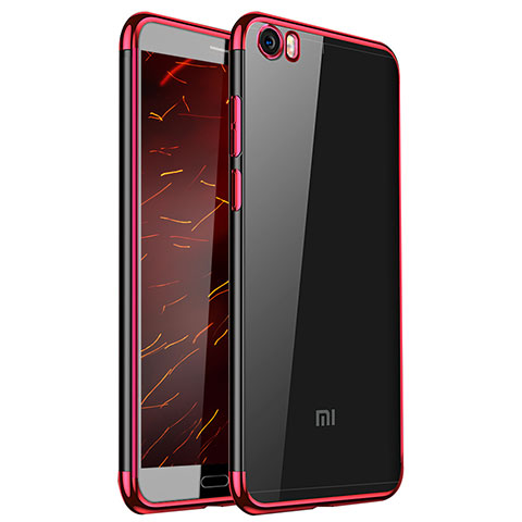 Custodia Silicone Trasparente Ultra Sottile Cover Morbida H02 per Xiaomi Mi 5 Rosso