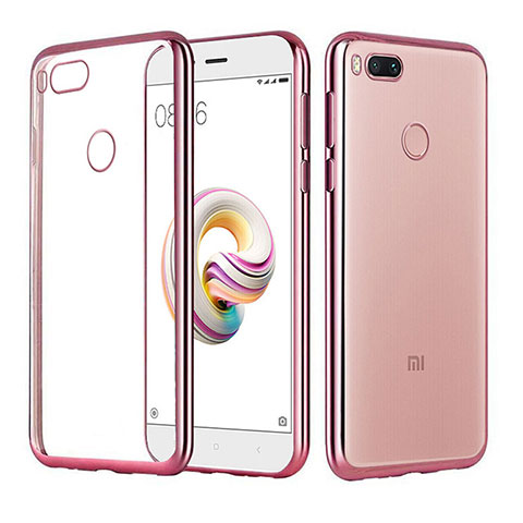 Custodia Silicone Trasparente Ultra Sottile Cover Morbida H02 per Xiaomi Mi 5X Oro Rosa