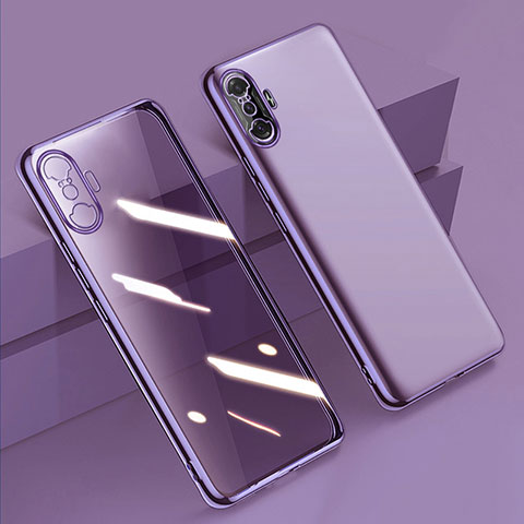 Custodia Silicone Trasparente Ultra Sottile Cover Morbida H02 per Xiaomi Redmi K40 Gaming 5G Viola