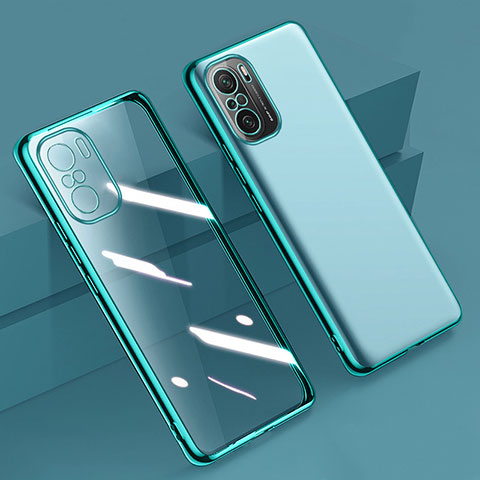 Custodia Silicone Trasparente Ultra Sottile Cover Morbida H02 per Xiaomi Redmi K40 Pro 5G Verde