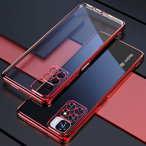 Custodia Silicone Trasparente Ultra Sottile Cover Morbida H02 per Xiaomi Redmi Note 11 Pro+ Plus 5G Rosso