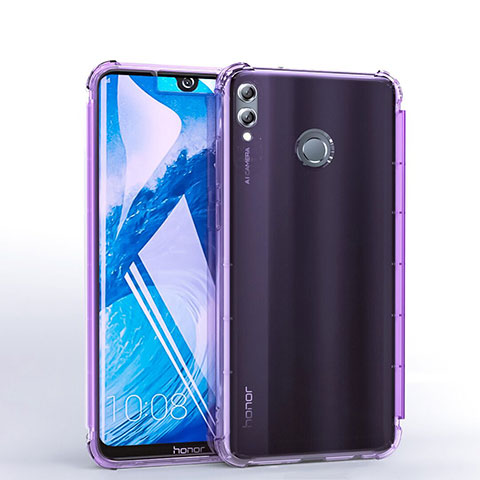 Custodia Silicone Trasparente Ultra Sottile Cover Morbida H03 per Huawei Honor 8X Max Viola