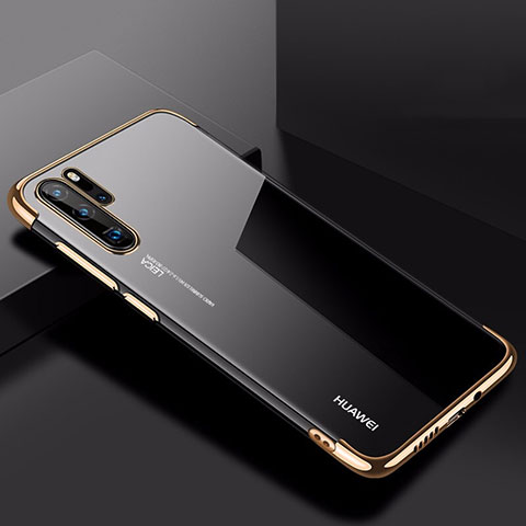 Custodia Silicone Trasparente Ultra Sottile Cover Morbida H03 per Huawei P30 Pro New Edition Oro