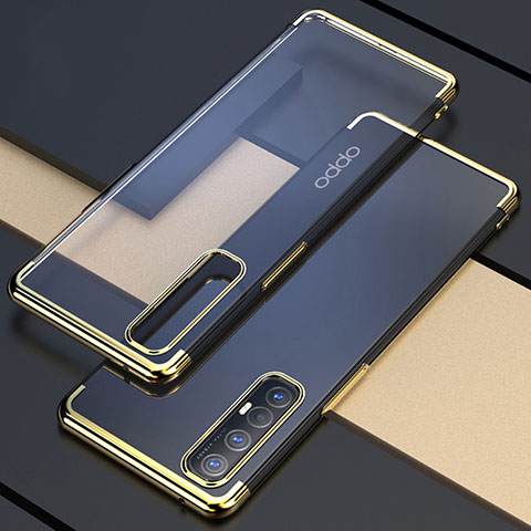 Custodia Silicone Trasparente Ultra Sottile Cover Morbida H03 per Oppo Find X2 Neo Oro