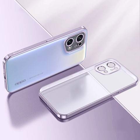 Custodia Silicone Trasparente Ultra Sottile Cover Morbida H03 per Oppo Find X5 5G Viola