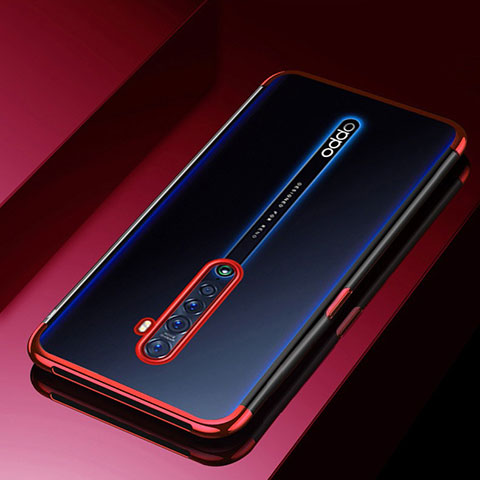 Custodia Silicone Trasparente Ultra Sottile Cover Morbida H03 per Oppo Reno2 Rosso