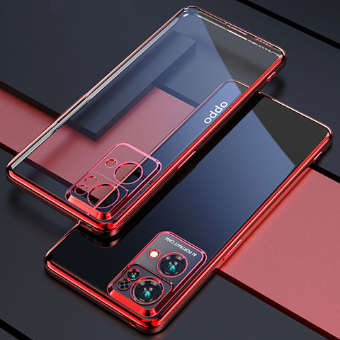 Custodia Silicone Trasparente Ultra Sottile Cover Morbida H03 per Oppo Reno7 Pro 5G Rosso