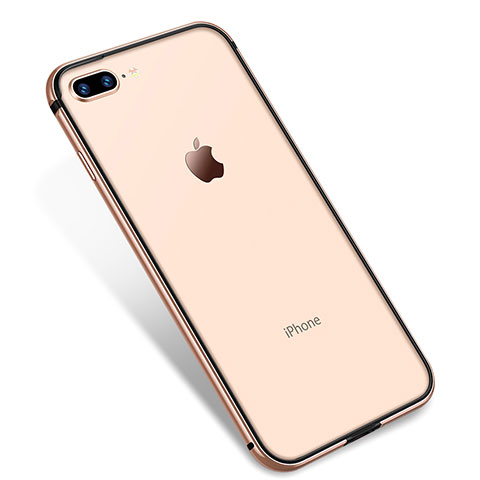 Custodia Silicone Trasparente Ultra Sottile Cover Morbida H04 per Apple iPhone 7 Plus Oro