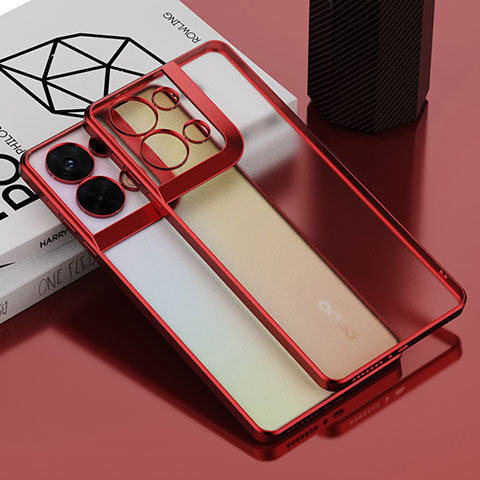 Custodia Silicone Trasparente Ultra Sottile Cover Morbida H04 per Oppo Reno8 Pro+ Plus 5G Rosso